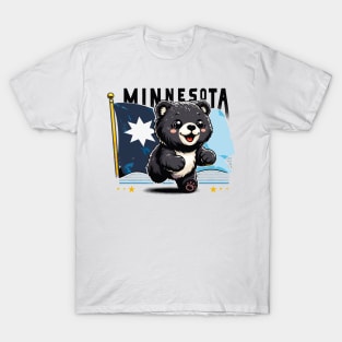 Cute Bear Waving the Minnesota Flag T-Shirt